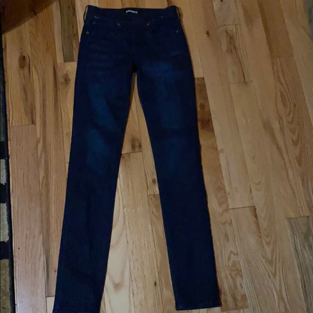 Express 00L skinny midrise dark blue stretch jeans